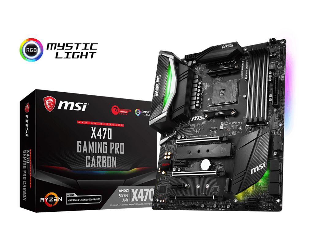 MSI X470 GAMING PRO CARBON AM4 , 4DDR4,3 PCI-EX16 HDMI DVI